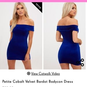 NWT PLT COBALT VELVET BODYCON DRESS